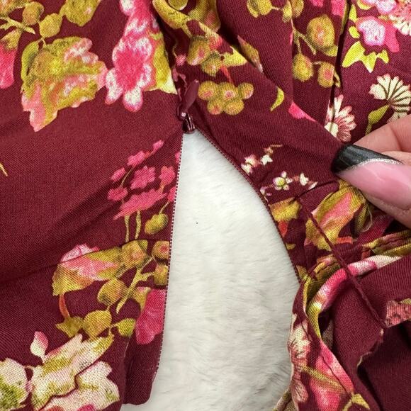 Rachel Roy Burgundy Floral Cropped One Shoulder Women’s Top - Picture 8 of 8